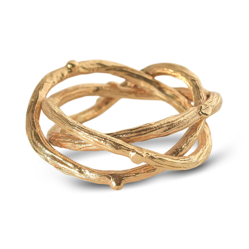 Bird's Nest Band Weaved Textured Bands in 14k Yellow Gold
