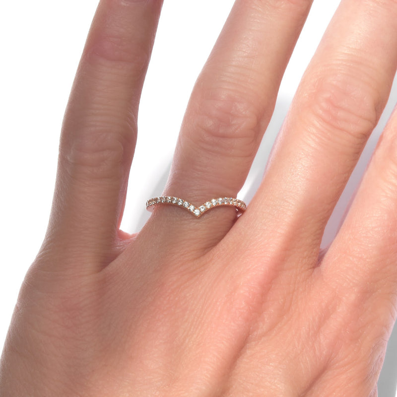 White Sapphire Contoured Wedding Band or Stacking Ring
