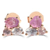 Rough and cut natural sapphire earrings in rose gold