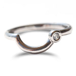 Rounded stacking ring in 14k white gold with single sapphire