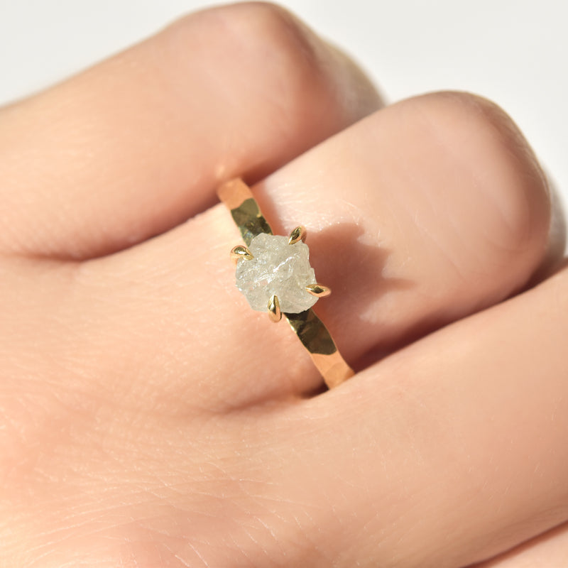 Hammered Raw Diamond Engagement Ring | Midbar 1.5 carat + / 14k White (Recycled) Hammered Raw Diamond Engagement Ring | Midbar 1.5 carat + / 14k White (Recycled)