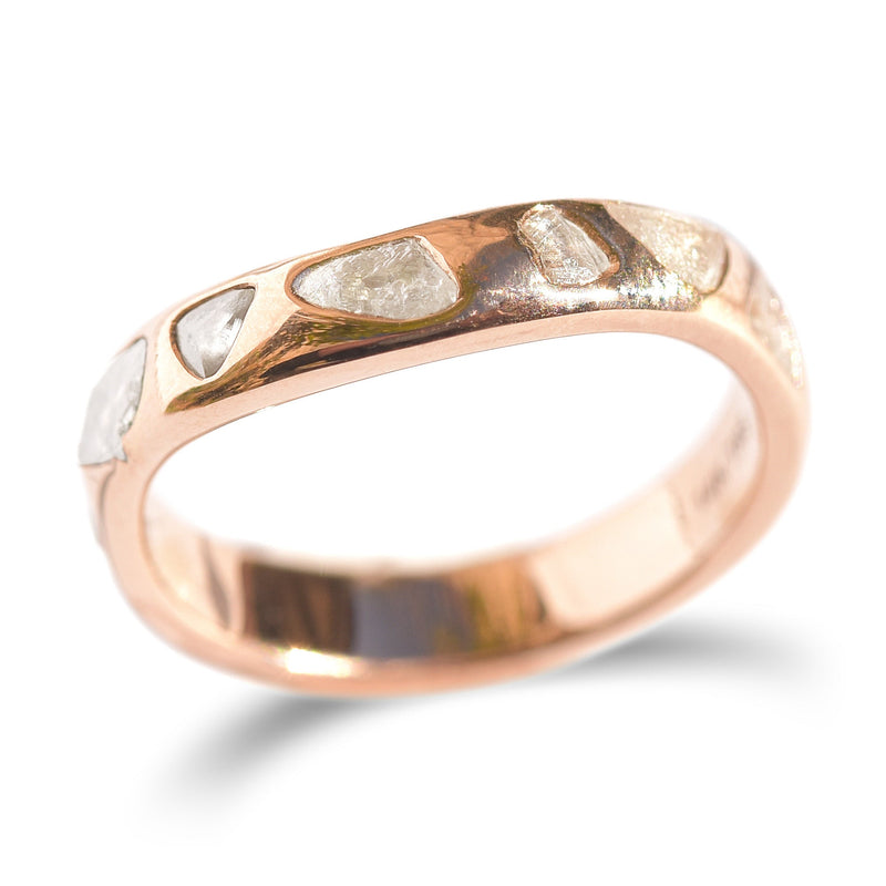Glacier Raw Diamond Curved Band in 14k Rose Gold Ready to Ship