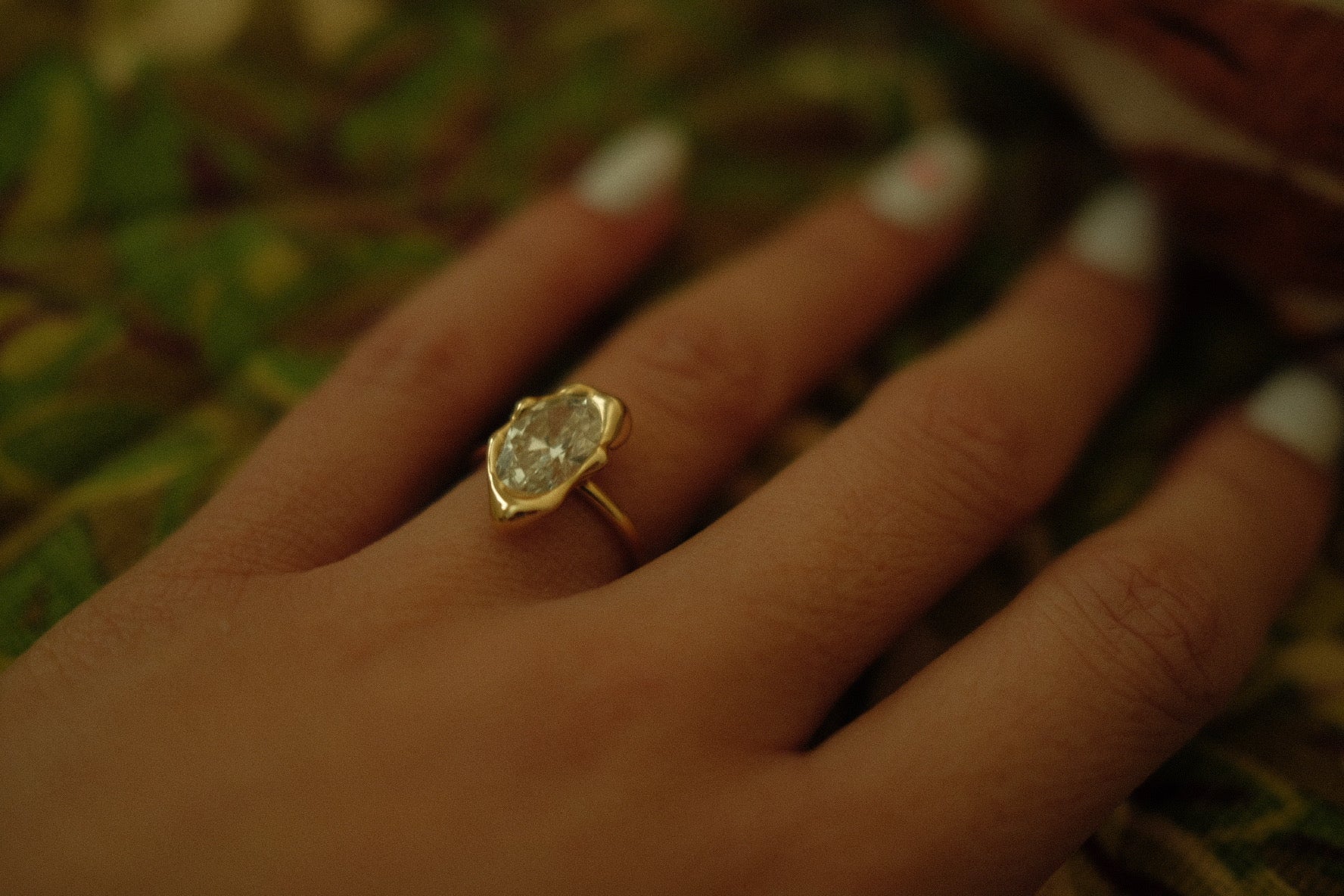 Dali Ring with 2 carat oval diamond