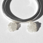 0.78 carat white crystal freeform pair of raw diamonds