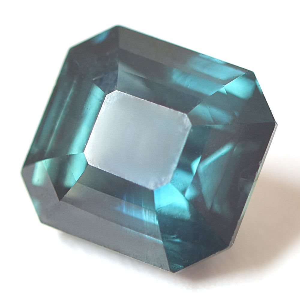 2.13 carat blue-green octagonal cut sapphire from Madagascar