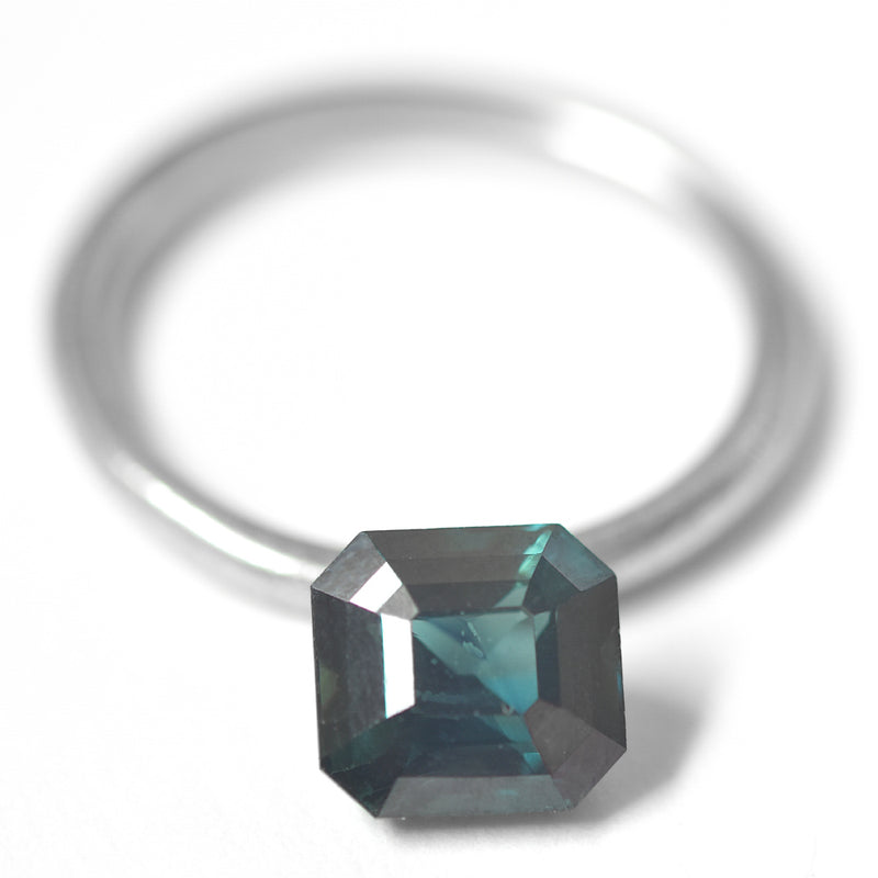 2.13 carat blue-green octagonal cut sapphire from Madagascar