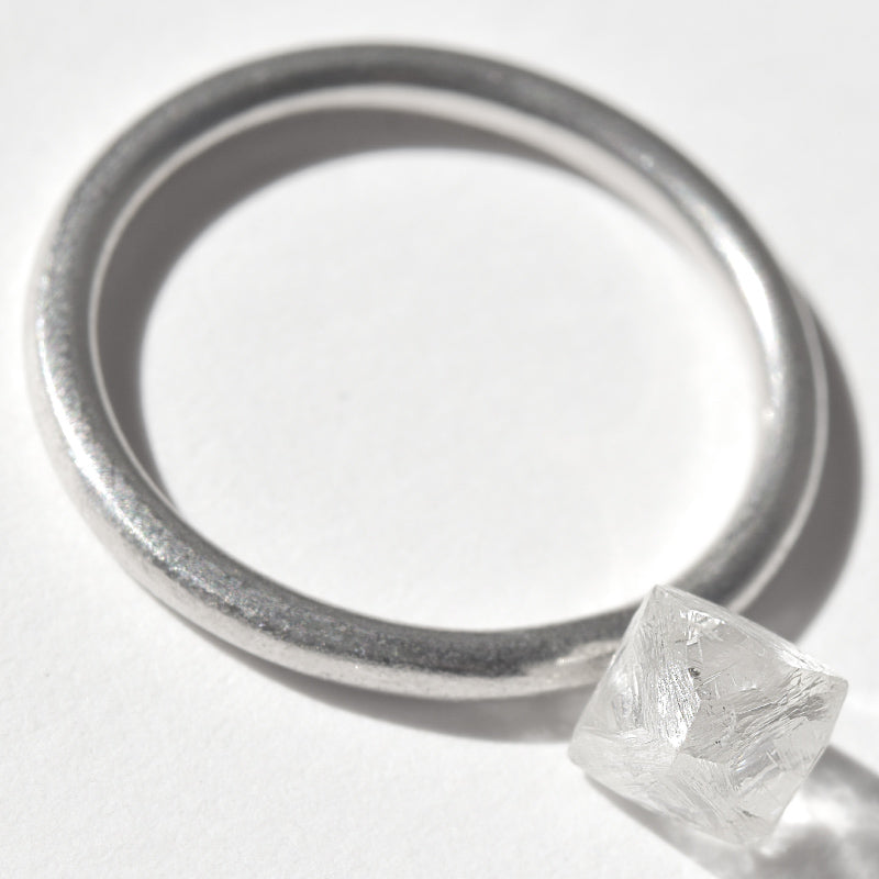 1.41 carat beautiful, classic raw diamond octahedron