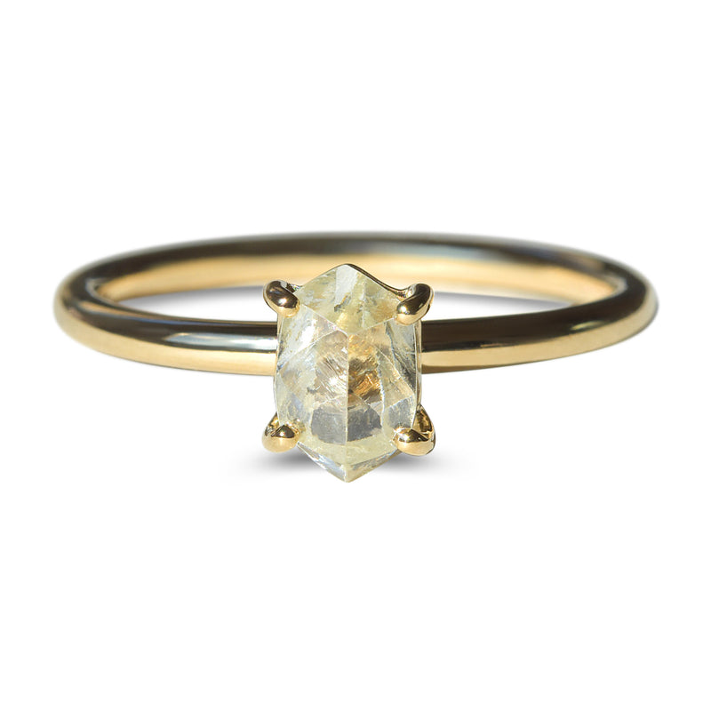 Adin Ring - A thin round-banded rough diamond engagement ring