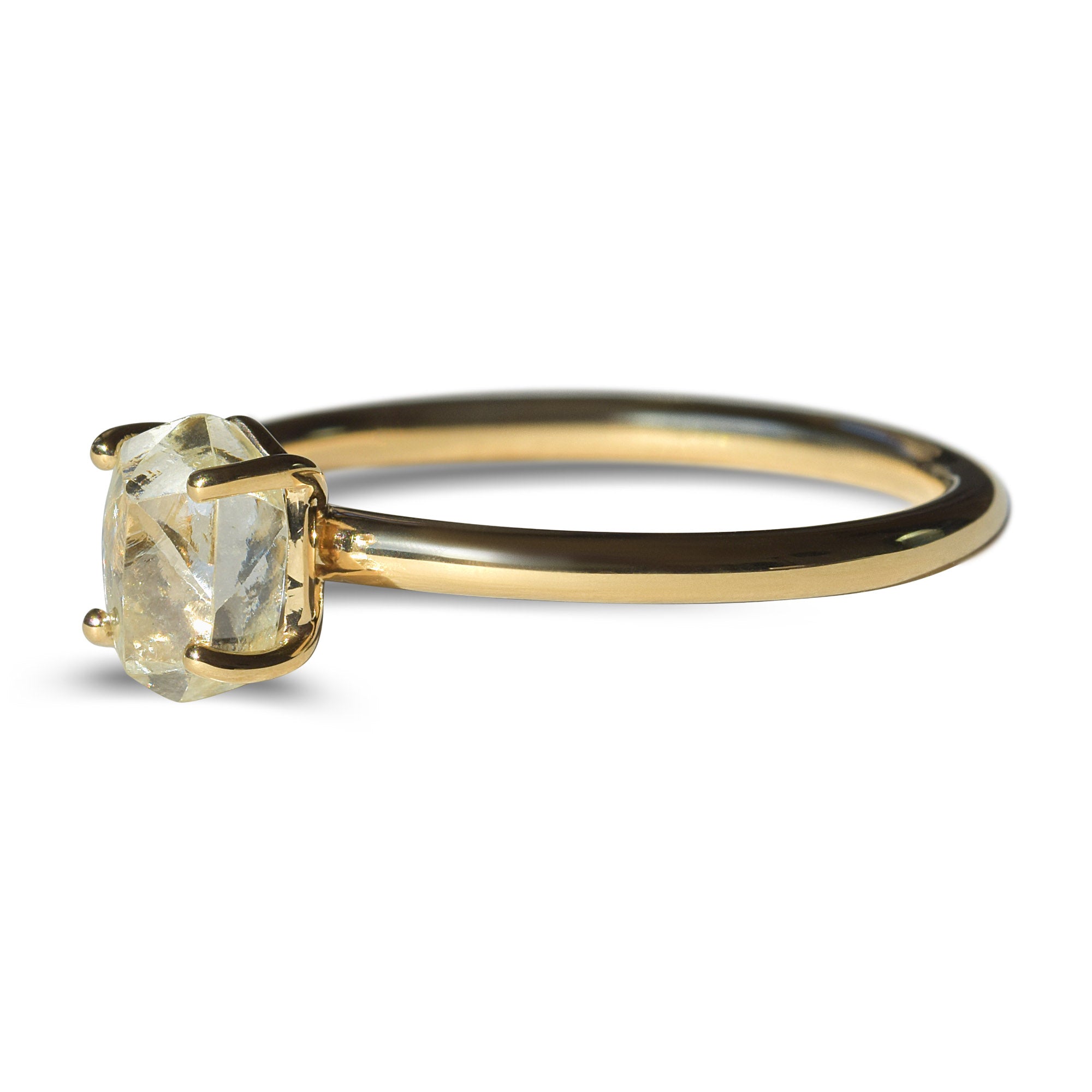 Adin Ring - A thin round-banded rough diamond engagement ring