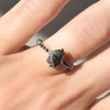 Black Rough Diamond Solitaire with Black Diamond Melee Band in 14k White Gold