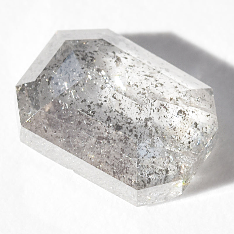 0.53 carat emerald cut salt and pepper rough cut diamond