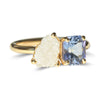 Toi Et Moi Rough Diamond and Mermaid Tanzanite Ring in 14k Yellow Gold