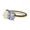 Toi Et Moi Rough Diamond and Mermaid Tanzanite Ring in 14k Yellow Gold