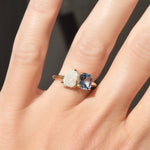 Toi Et Moi Rough Diamond and Mermaid Tanzanite Ring in 14k Yellow Gold