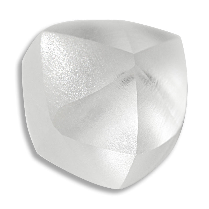 1.46 carat blossoming, white raw diamond rhombododecahedron