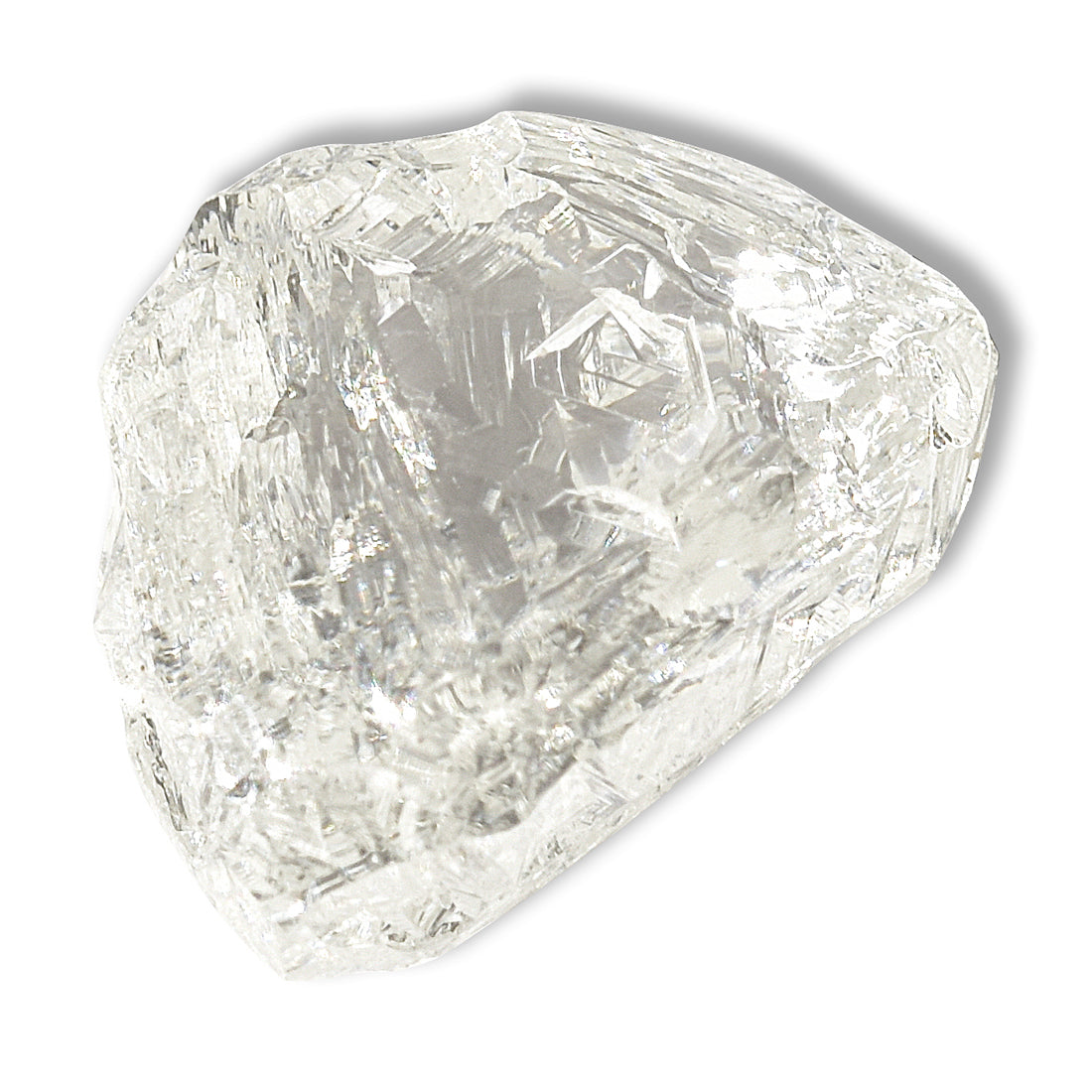 1.21 carat white and glowy triangular raw diamond