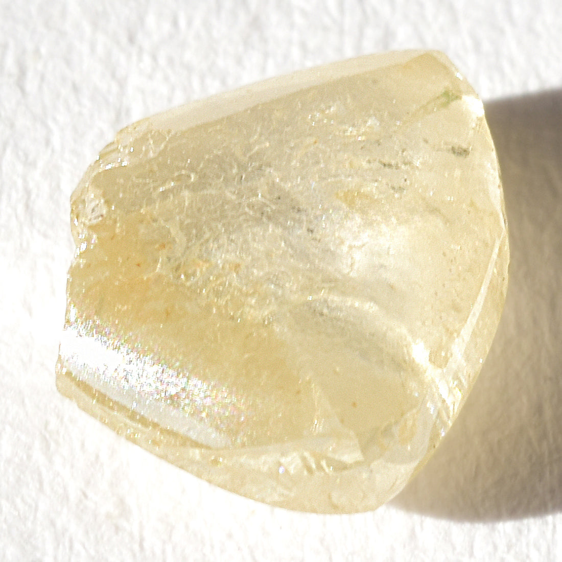 1.40 carat champagne, smooth raw diamond triangle - rough edge