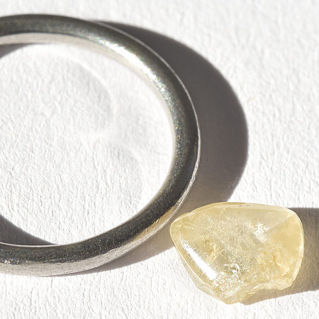 1.40 carat champagne, smooth raw diamond triangle - rough edge