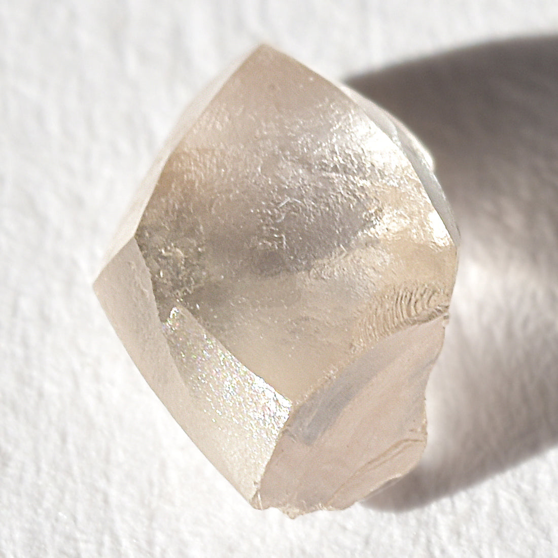0.97 carat pink champagne raw diamond dodecahedron