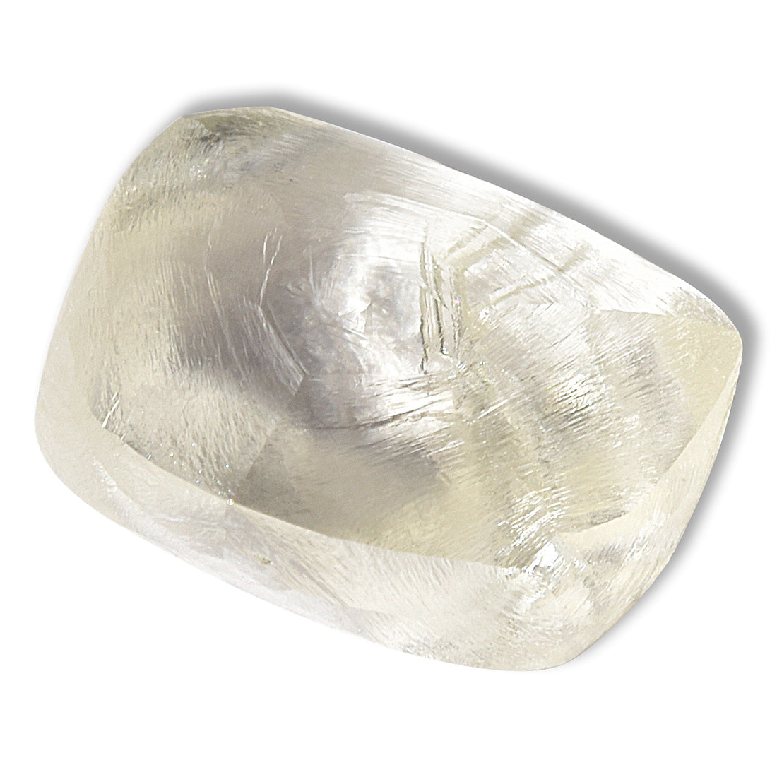 1.44 carat light champagne rhombododecahedral raw diamond