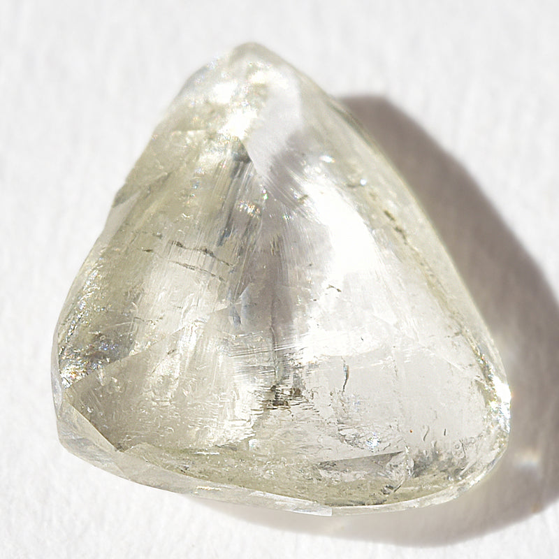 1.2 carat stunning champagne-green raw diamond triangle