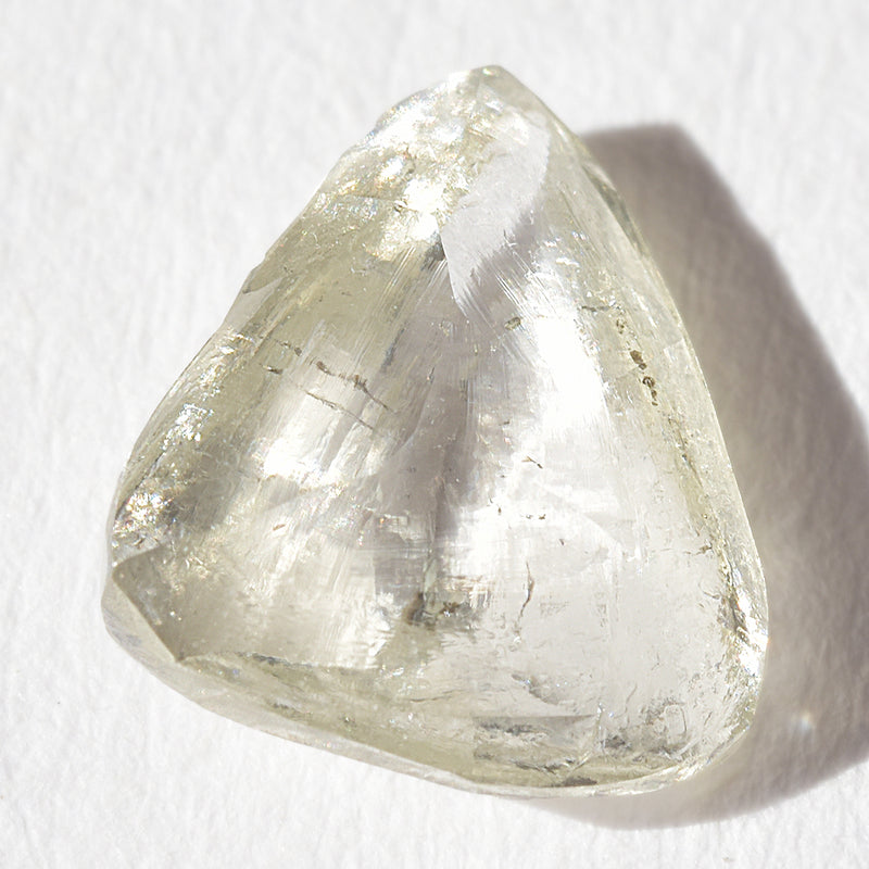 1.2 carat stunning champagne-green raw diamond triangle