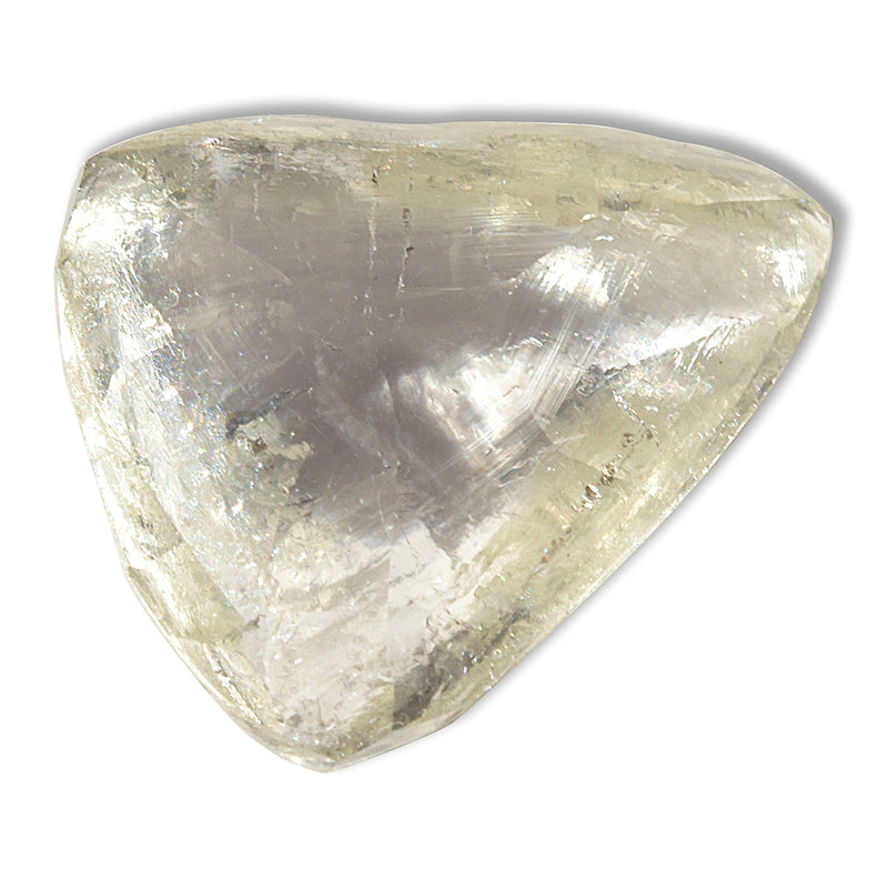 1.2 carat stunning champagne-green raw diamond triangle