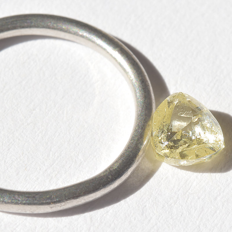 1.09 carat sunny golden raw diamond triangle