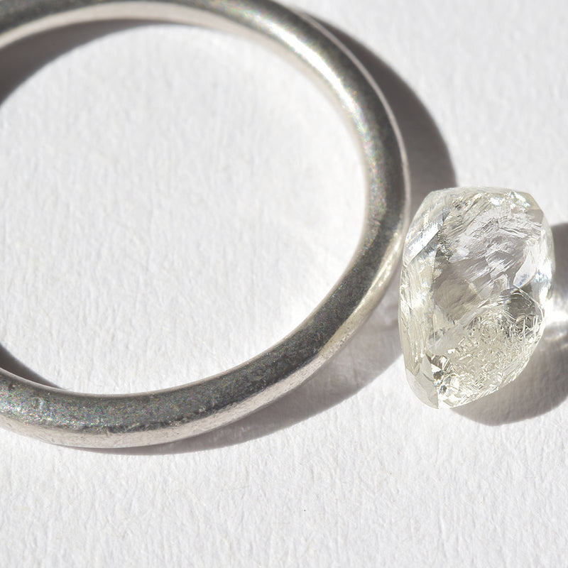 1.57 carat clean, clear and oblong rough diamond