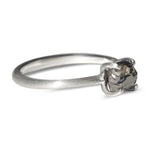 Black rough diamond solitaire engagement ring
