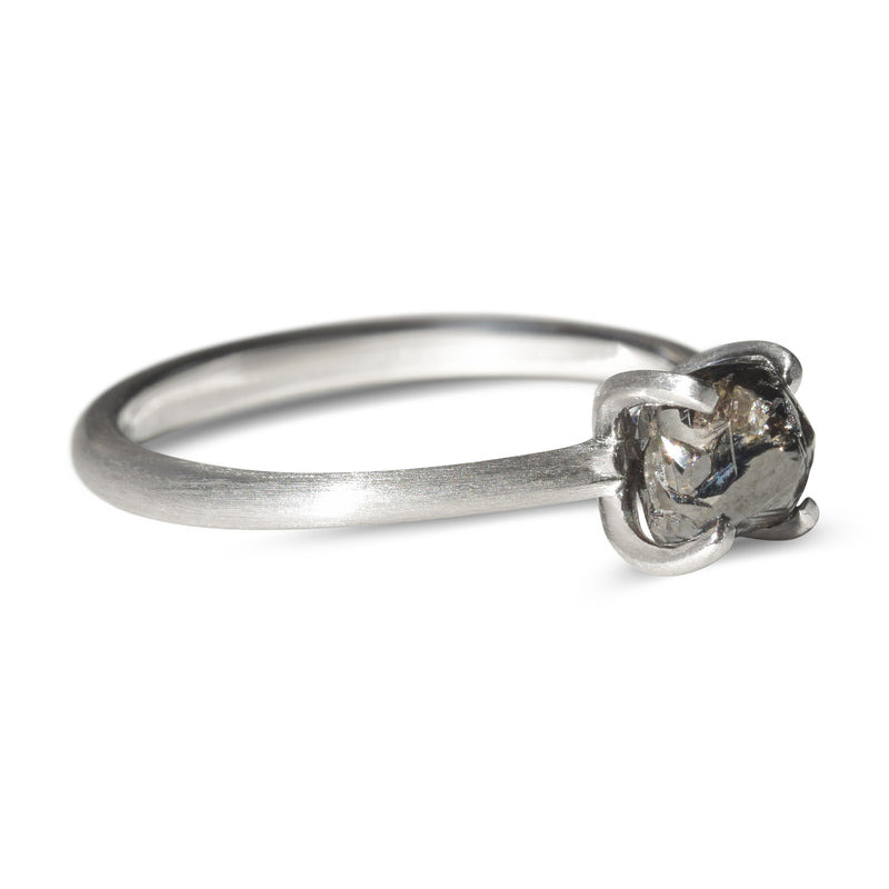 Black rough diamond solitaire engagement ring