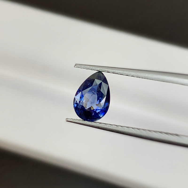 1.37 carat Blue teardrop shaped sapphire from Sri Lanka