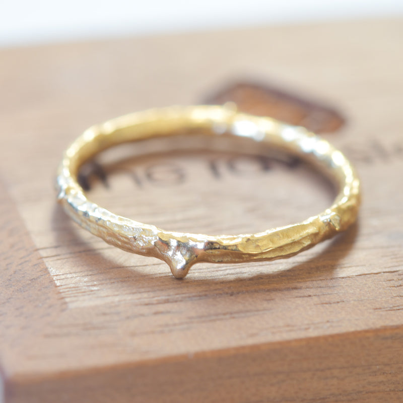 Branch themed wedding band in 14k yellow gold
