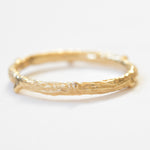 Nature inspired wedding band, branch band, twig band in 14k yellow gold
