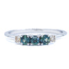 Straight Sapphire and Diamond Band | Triple teal sapphire and champagne diamonds in  14k white gold