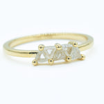 Triangle Raw Diamond Band | Uncut diamonds set in a row in 14k yellow gold