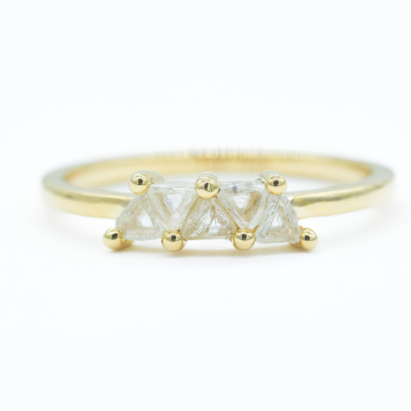 Triangle Raw Diamond Band | Uncut diamonds set in a row in 14k yellow gold