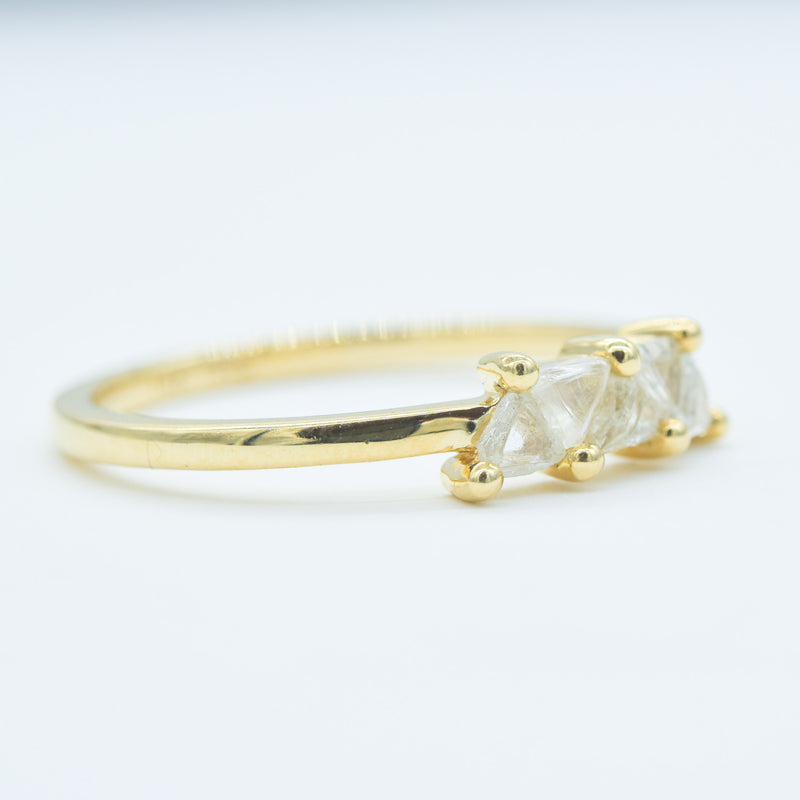 Triangle Raw Diamond Band | Uncut diamonds set in a row in 14k yellow gold