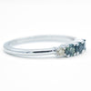 Straight Sapphire and Diamond Band | Triple teal sapphire and champagne diamonds in  14k white gold