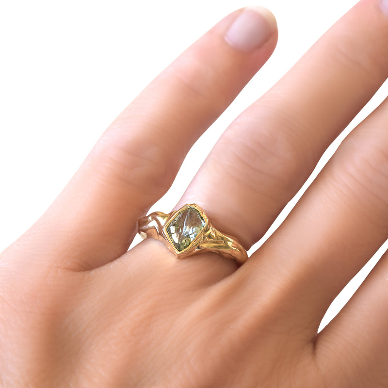 Zorem Ring - A Molten Gold Raw Diamond Engagement Ring - Ring Design for Ring Builder