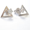 Triangle streetwear raw diamond earrings in white gold