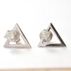 Triangle streetwear raw diamond earrings in white gold