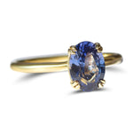 Lake Tahoe Sapphire Sunset Ring - Oval Blue Sapphire with Double Prong Setting in 14k Yellow Gold