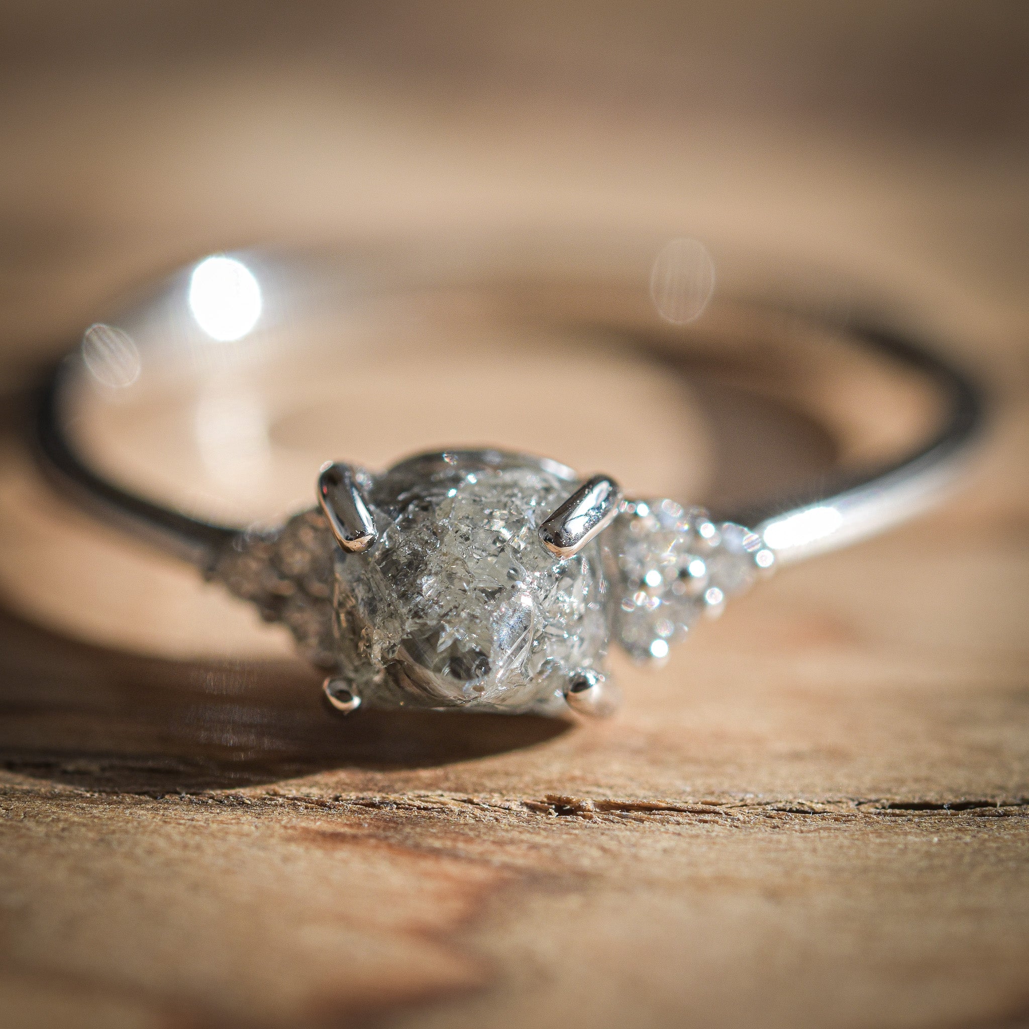 Rough Diamond - Engagement Ring - 14k Rose Gold Raw Diamond Ring - 3 Diamond  Ring - Anniversary Ring - Wedding