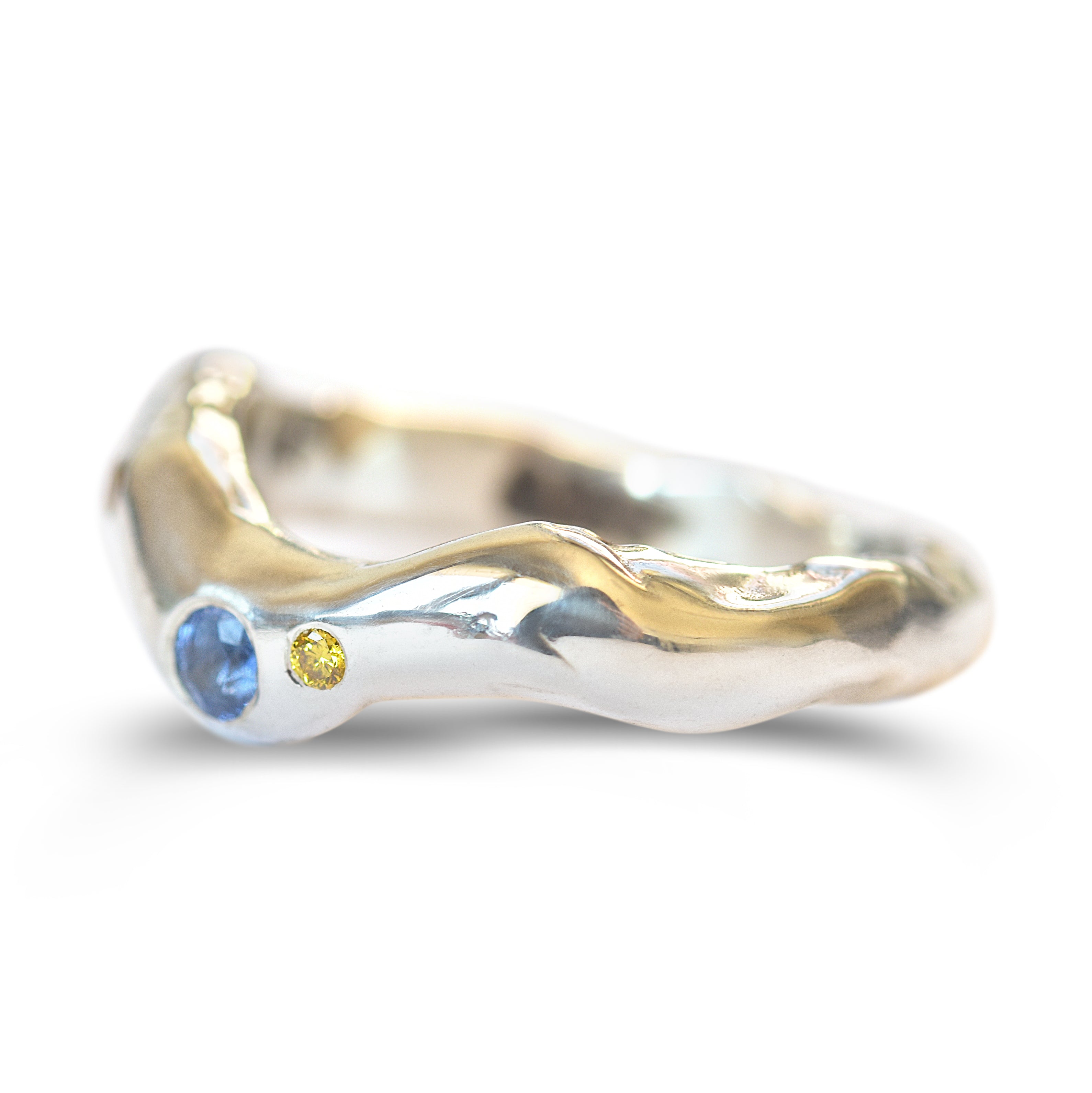 Flow Band - a hand rendered molten gold style contoured wedding band