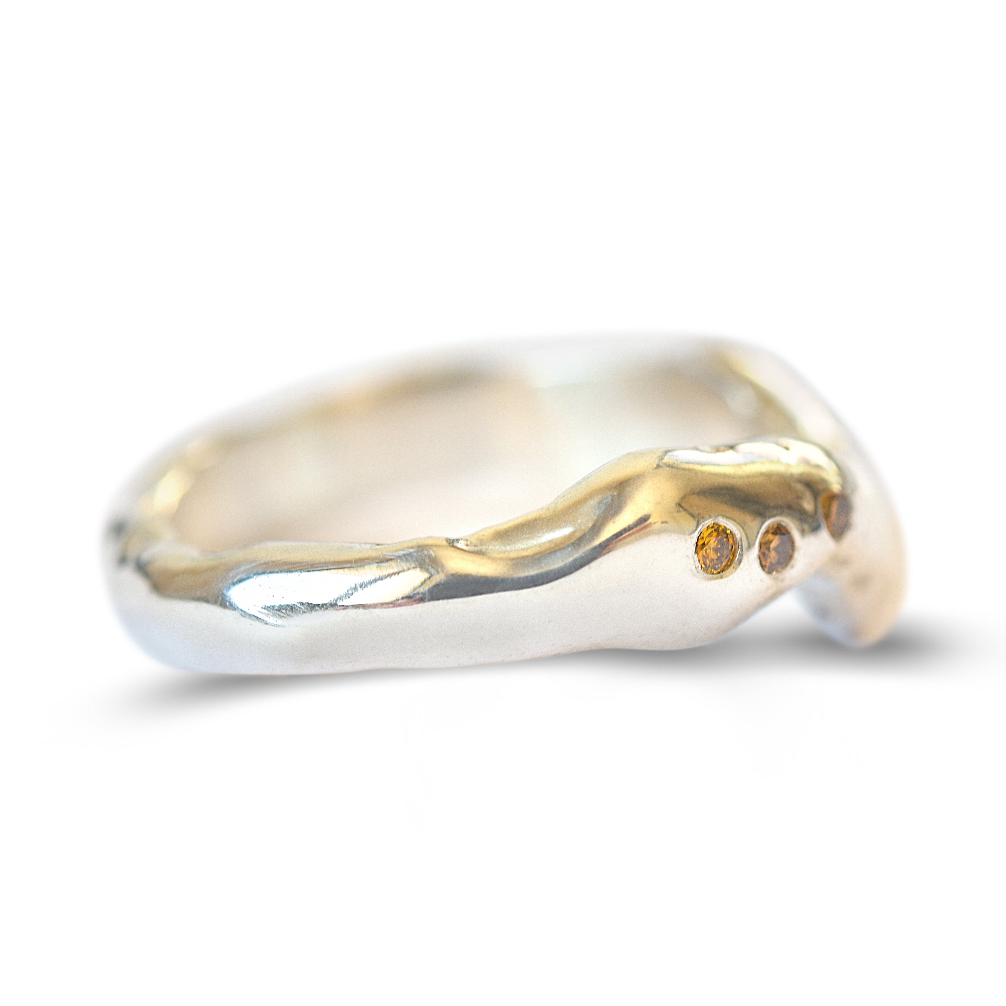 Flow Band - a hand rendered molten gold style contoured wedding band