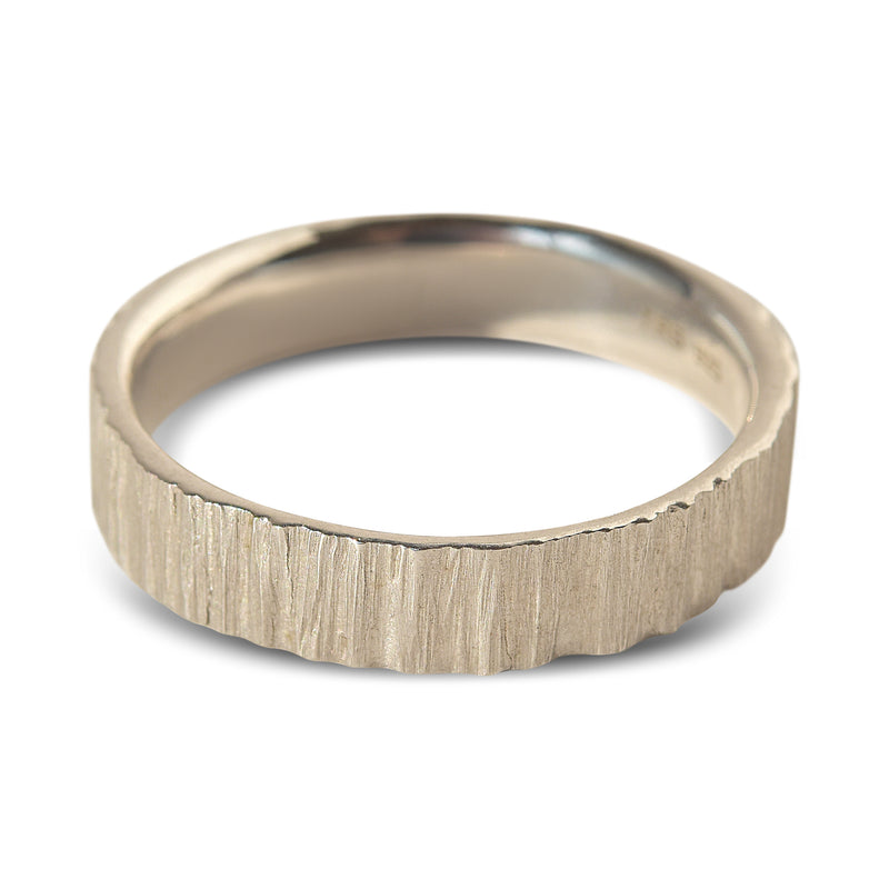 Tree Bark Textured Band - Natural Men's Wedding Band in Sterling Silver