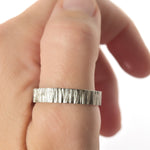 Tree Bark Textured Band - Natural Men's Wedding Band in Sterling Silver