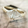 The Gemini Ring | A double triangular raw diamond ring with a hammered band