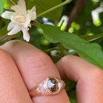 Custom Signet Ring with Raw Diamonds, Raw Diamond engagement ring